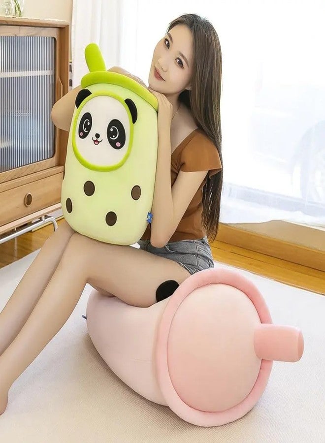 TechMax Solution Cute Panda Boba Tea Plush Stuffed Bubble Tea Plushie Cartoon Soft Strawberry Milk Tea Cup Panda Pillow Home Hugging Gift for Kids Smile Eyes (19.7 INCH, Green-Panda Boba) - Image 3